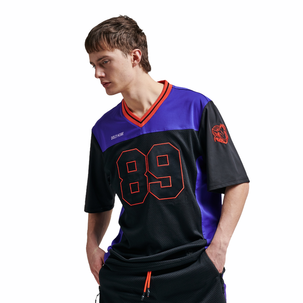 DOLLY NOIRE / FOOTBALL FURY T-SHIRT / BLACK PURPLE – DOLLY NOIRE