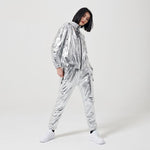 CHROME ZIP HOODIE WOMAN / SILVER