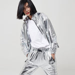 CHROME ZIP HOODIE WOMAN / SILVER