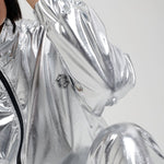 CHROME ZIP HOODIE WOMAN / SILVER